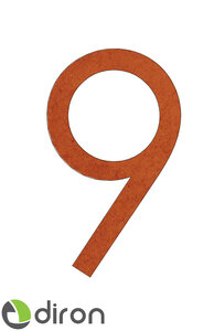 Huisnummer - Cortenstaal - 15 cm. - Nr.9 - CeGo